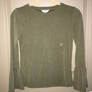 Army Green Ruffle Long Sleeve